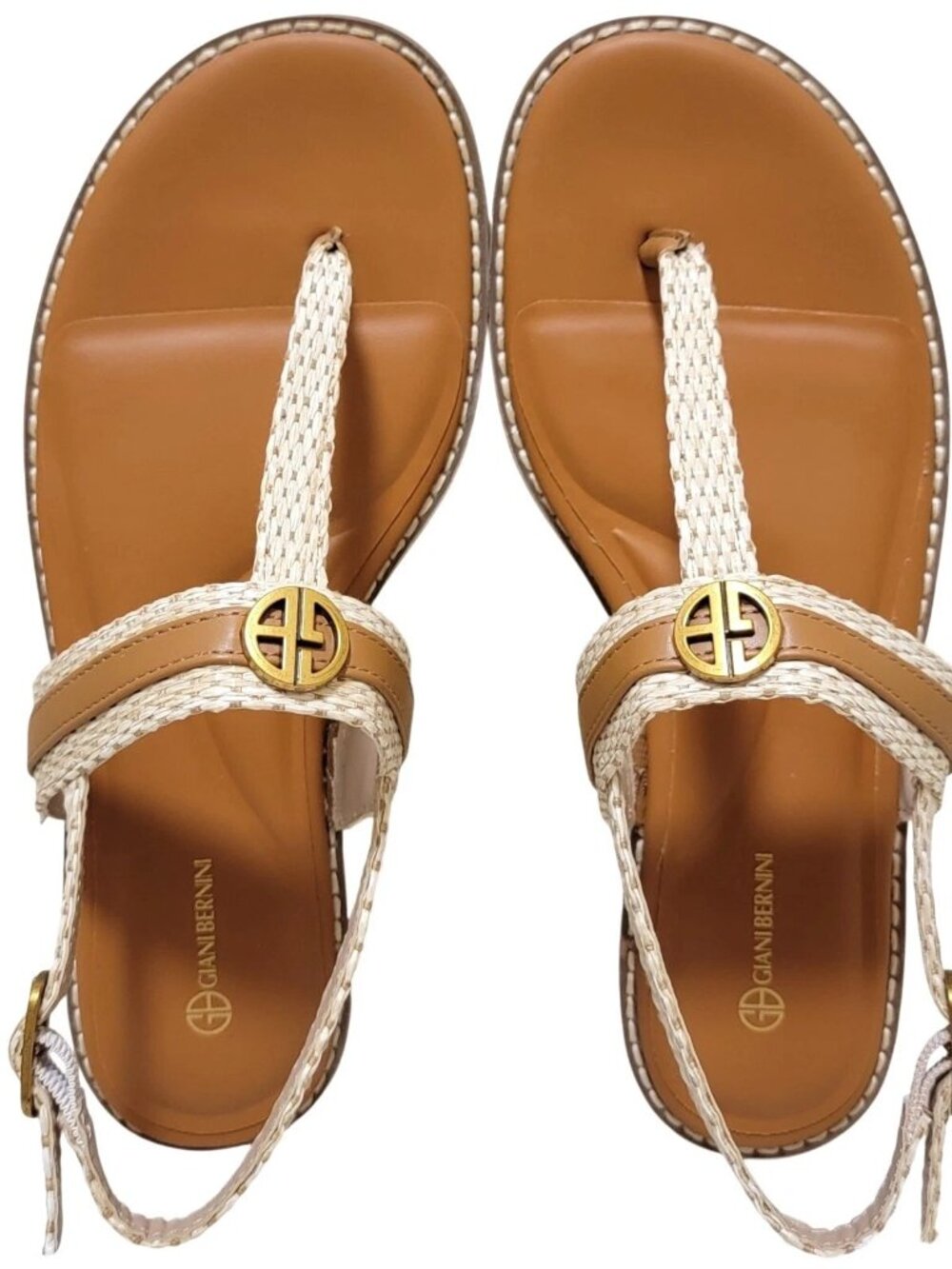 Giani Bernini Women's Nayelli Flat Slingback Sandals Size US 8M Tobacco Brown